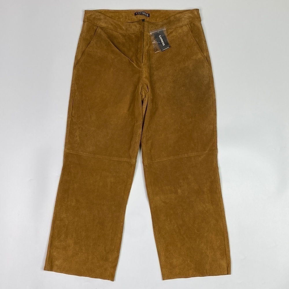 Express Brown Genuine Leather Capri Pants Size 2 NWT